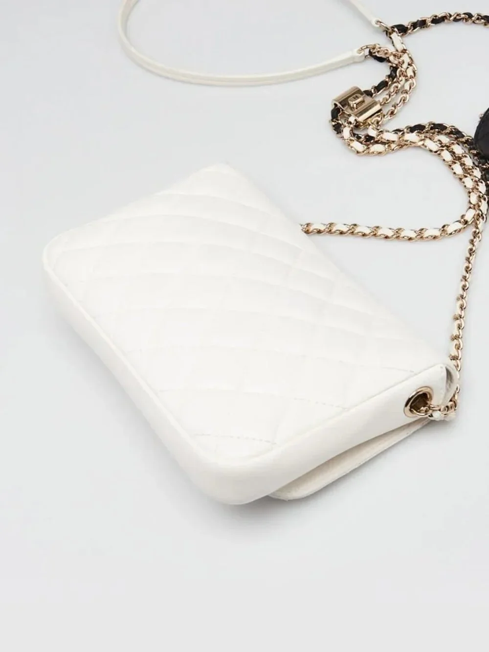 Chanel White/Black Quilted Lambskin Leather Double Side Pack Crossbody Bag